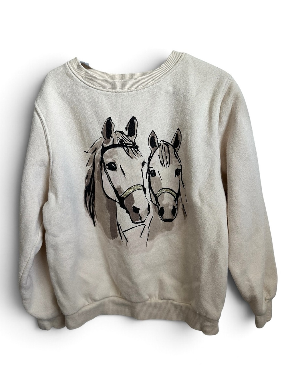 H&M Cream Horse Graphic Crewneck Sweatshirt